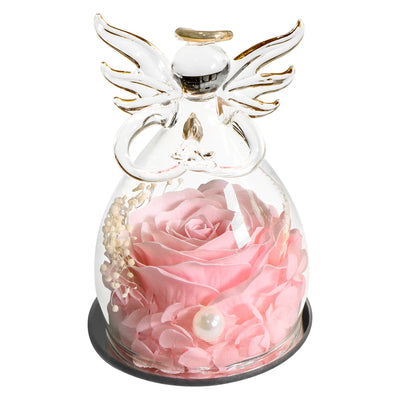 Eternal Soap Rose in Glass Dome – Romantic Angel Design, Ideal Gift for Women - Merelux Store