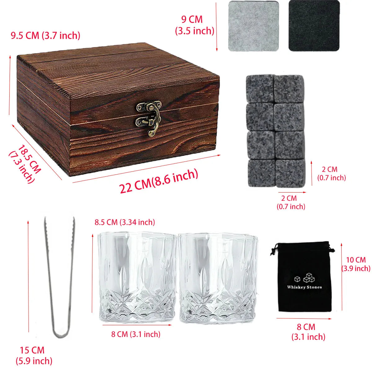 Whiskey Gift Set for Men | Granite Chilling Stones for Father’s Day & Birthdays - Merelux Store