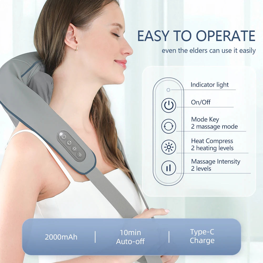 Foreverlily Wireless Neck & Back Kneading Massager. - Merelux Store