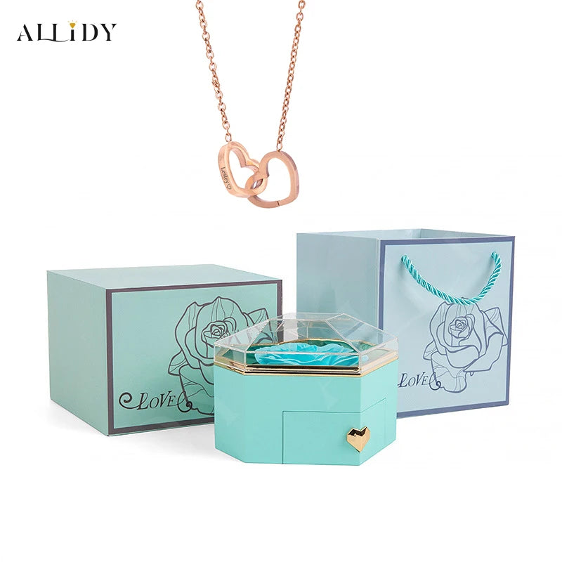 Personalized Name Heart Necklace Rose Box | The Perfect Mother’s Day Gift Set - Merelux Store