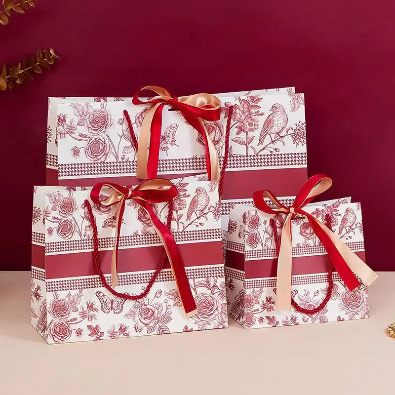 Floral Gift Bags | Fashion Tote with Ribbon for Clothing & Gifts - Merelux Store