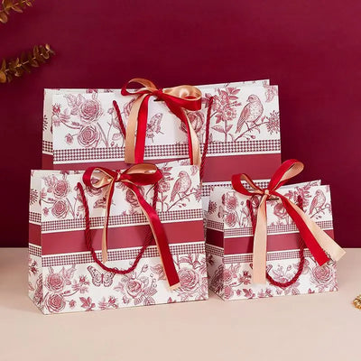 Floral Gift Bags | Fashion Tote with Ribbon for Clothing & Gifts - Merelux Store