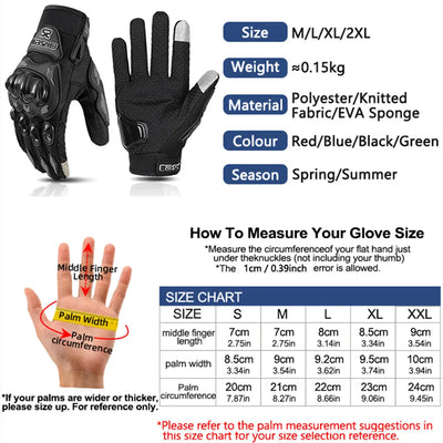Breathable Full-Finger Motorcycle Gloves | Non-Slip, Touch Screen - Merelux Store