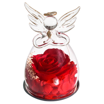 Eternal Soap Rose in Glass Dome – Romantic Angel Design, Ideal Gift for Women - Merelux Store