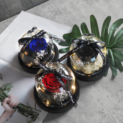 Eternal Rose in Glass Dome with LED | Ideal Gift for Moms & Weddings - Merelux Store
