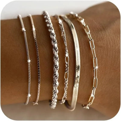 925 Sterling Silver & Gold Bracelet Gift Set for Women - Merelux Store