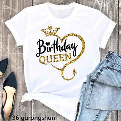 Birthday Queen Graphic T-Shirt for Girls | Available in 6 Colors - Merelux Store