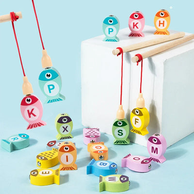 Kids Wooden Fishing Game – Alphabet & Number Learning Toy