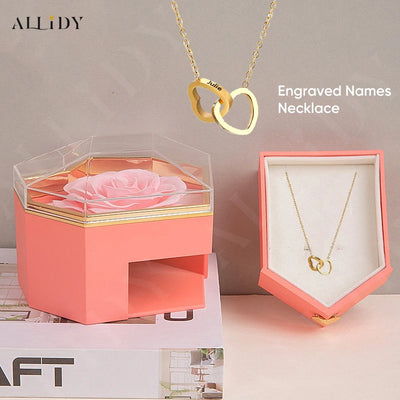 Personalized Name Heart Necklace Rose Box | The Perfect Mother’s Day Gift Set - Merelux Store