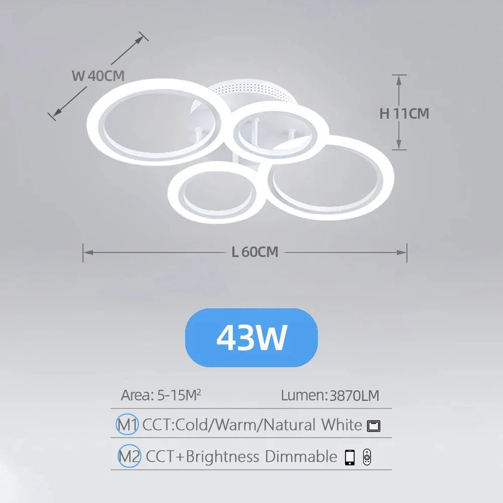 Modern LED Ring Chandelier | Ceiling Light for Living & Bedroom - Merelux Store