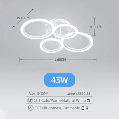 Modern LED Ring Chandelier | Ceiling Light for Living & Bedroom - Merelux Store