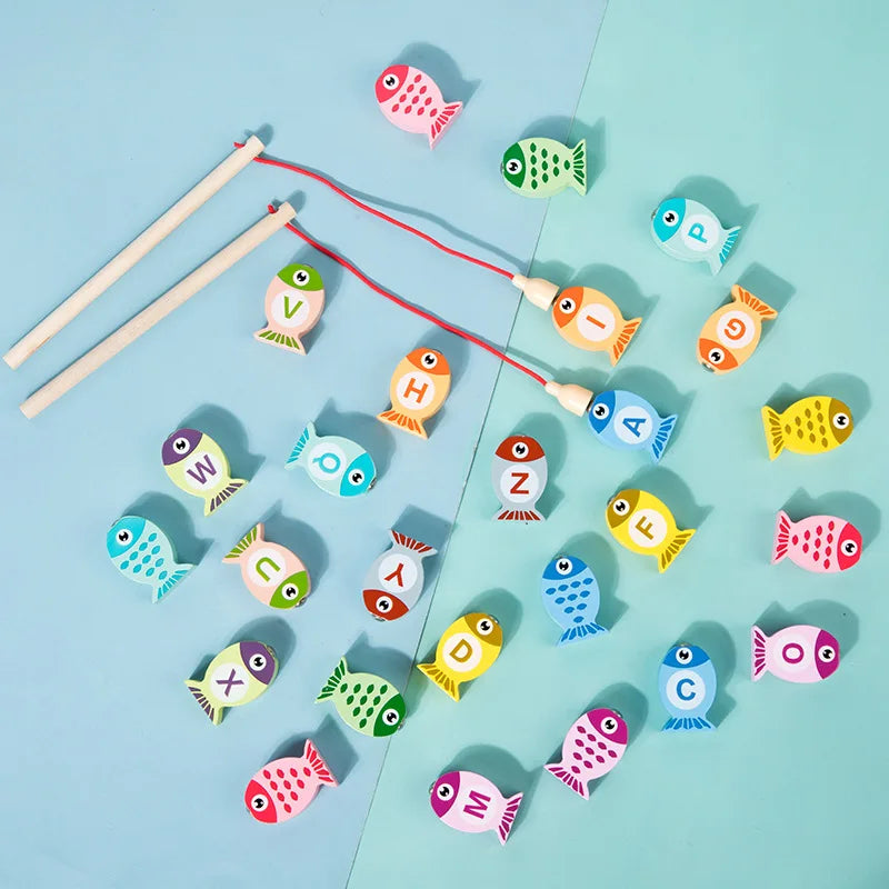 Kids Wooden Fishing Game – Alphabet & Number Learning Toy