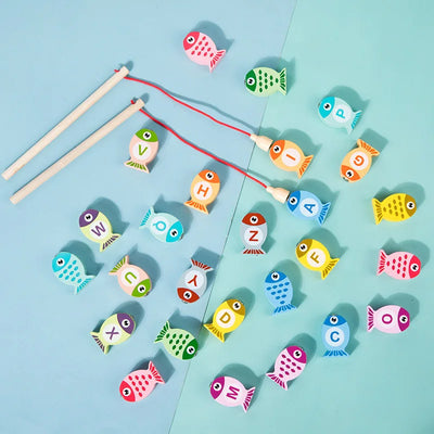 Kids Wooden Fishing Game – Alphabet & Number Learning Toy