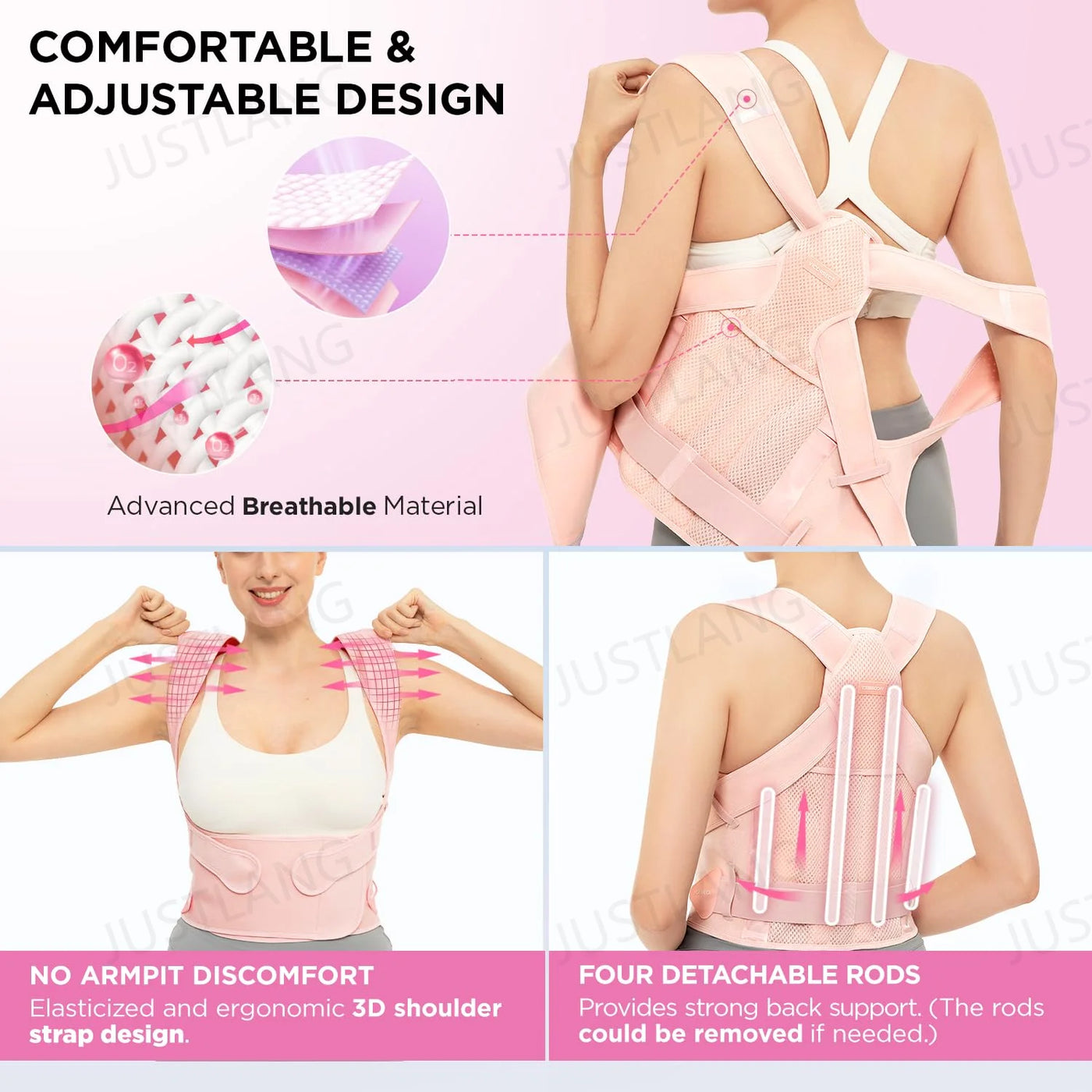 JUSTLANG Posture Corrector & Lumbar Support Brace for Adults - Merelux Store