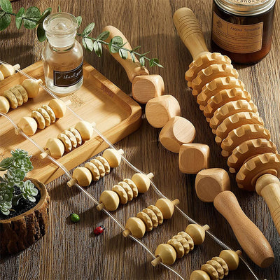 6-in-1 Wood Therapy Tool | Lymphatic, Anti-Cellulite, Muscle Roller - Merelux Store