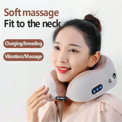 U-Shaped Electric Neck Massager | Heated Memory Foam Pillow - Merelux Store