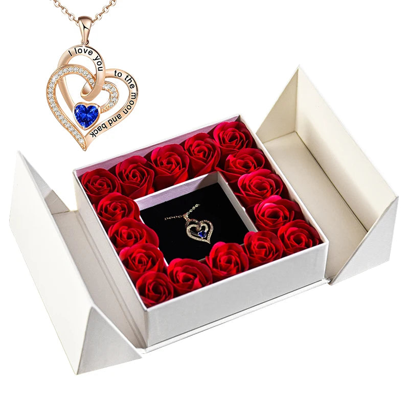 Pendant Necklace & Eternal Rose Box | Great for Mother’s Day & Anniversaries - Merelux Store