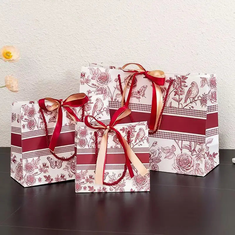 Floral Gift Bags | Fashion Tote with Ribbon for Clothing & Gifts - Merelux Store