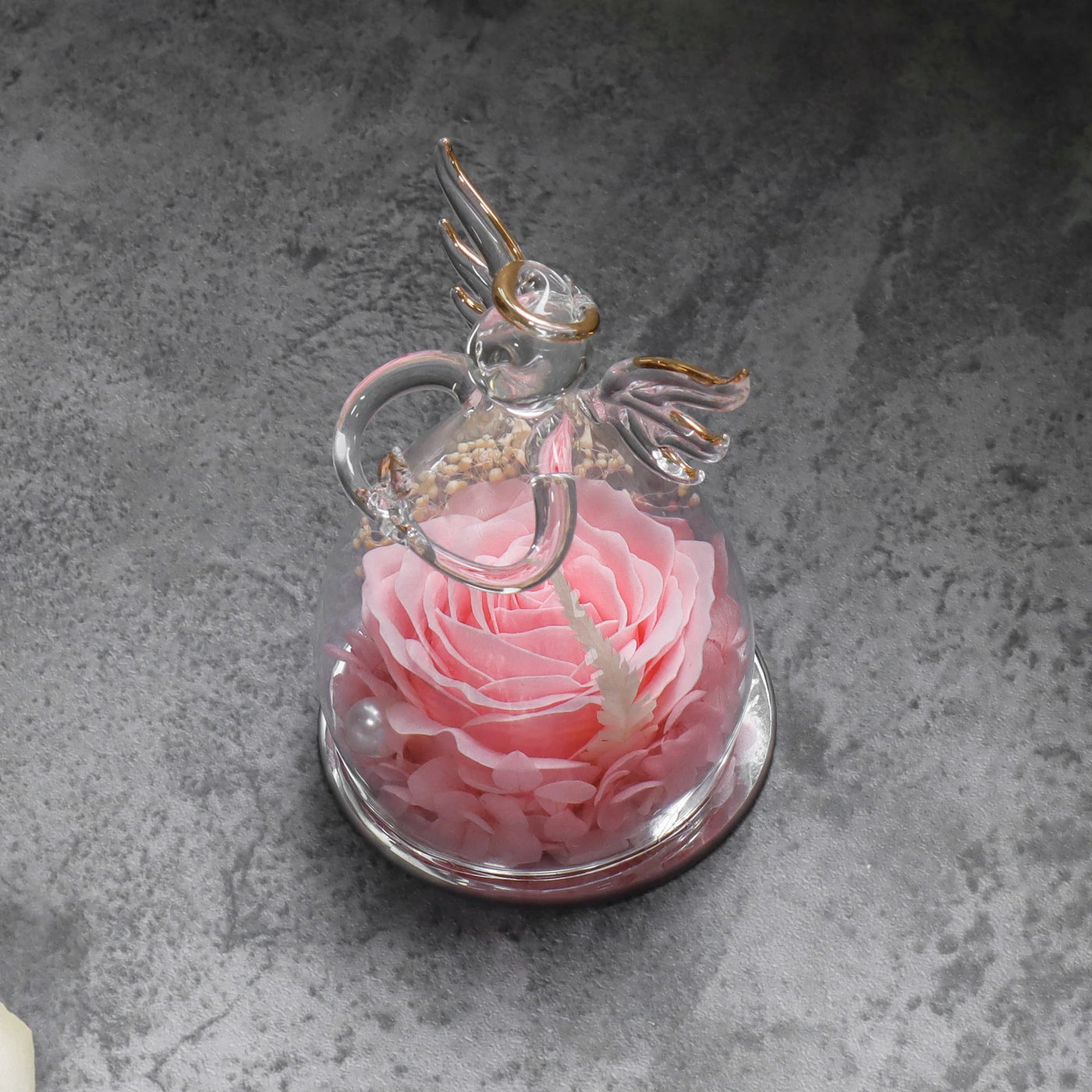 Eternal Soap Rose in Glass Dome – Romantic Angel Design, Ideal Gift for Women - Merelux Store