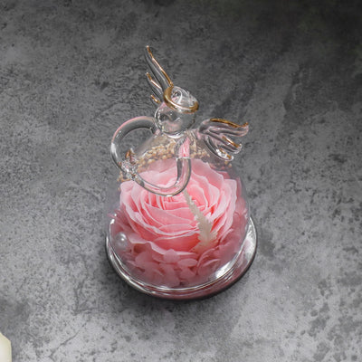 Eternal Soap Rose in Glass Dome – Romantic Angel Design, Ideal Gift for Women - Merelux Store