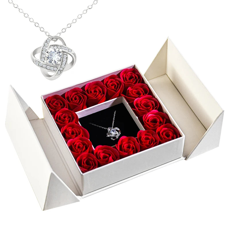 Pendant Necklace & Eternal Rose Box | Great for Mother’s Day & Anniversaries - Merelux Store