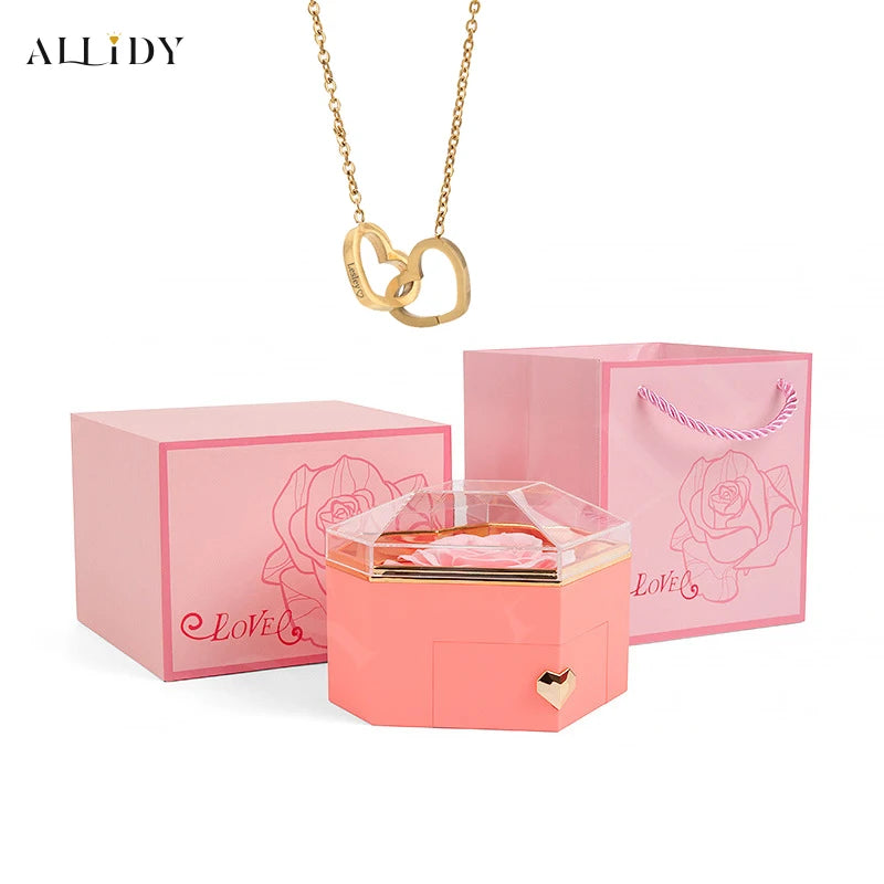 Personalized Name Heart Necklace Rose Box | The Perfect Mother’s Day Gift Set - Merelux Store