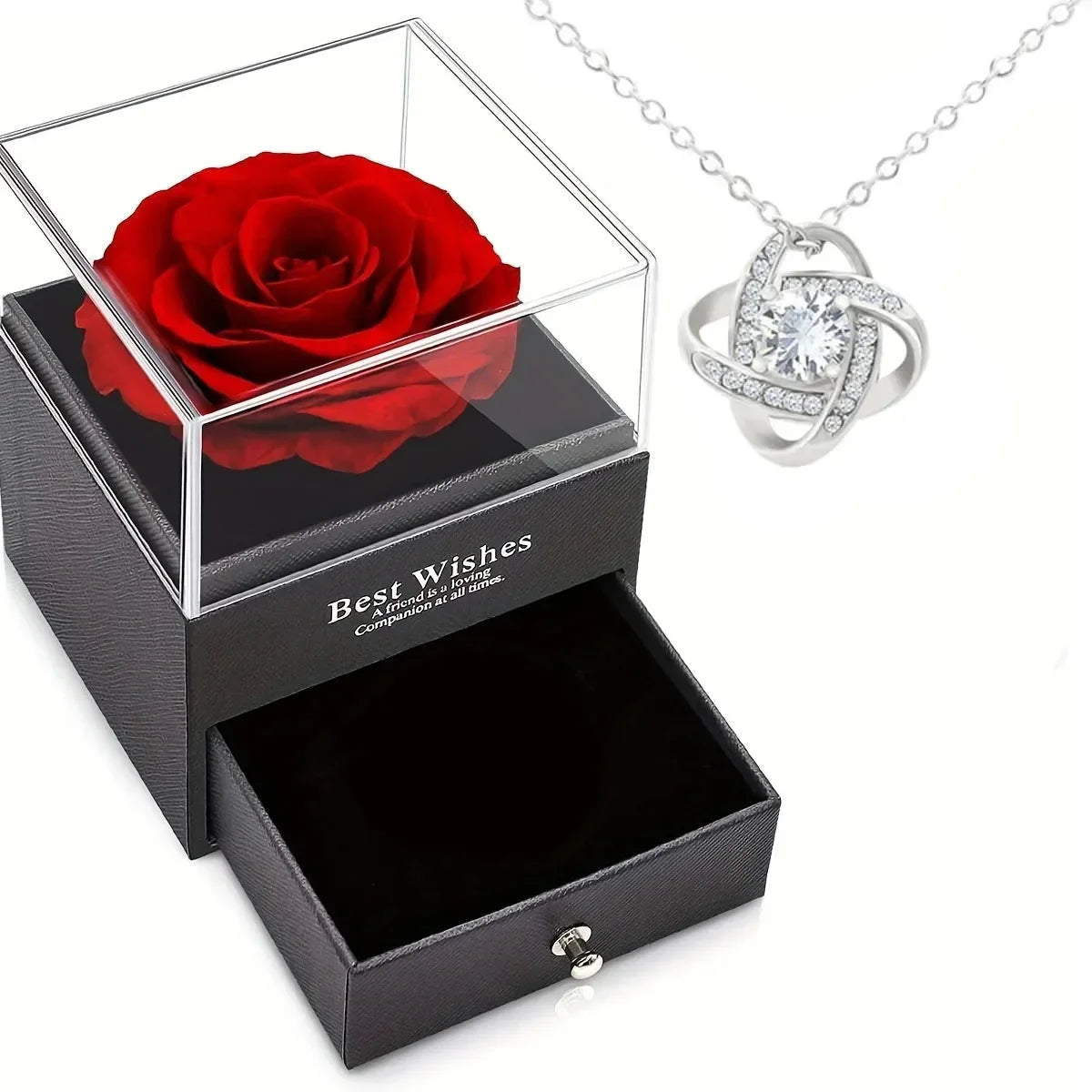 Eternal Rose Heart Necklace Gift Box for Women, Mother - Merelux Store