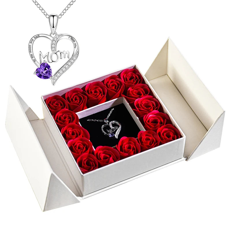 Pendant Necklace & Eternal Rose Box | Great for Mother’s Day & Anniversaries - Merelux Store