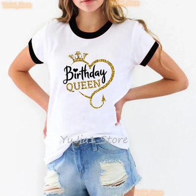 Birthday Queen Graphic T-Shirt for Girls | Available in 6 Colors - Merelux Store
