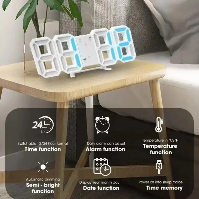 3D Digital Wall Clock | LED Night Mode, Adjustable for Home Decor - Merelux Store