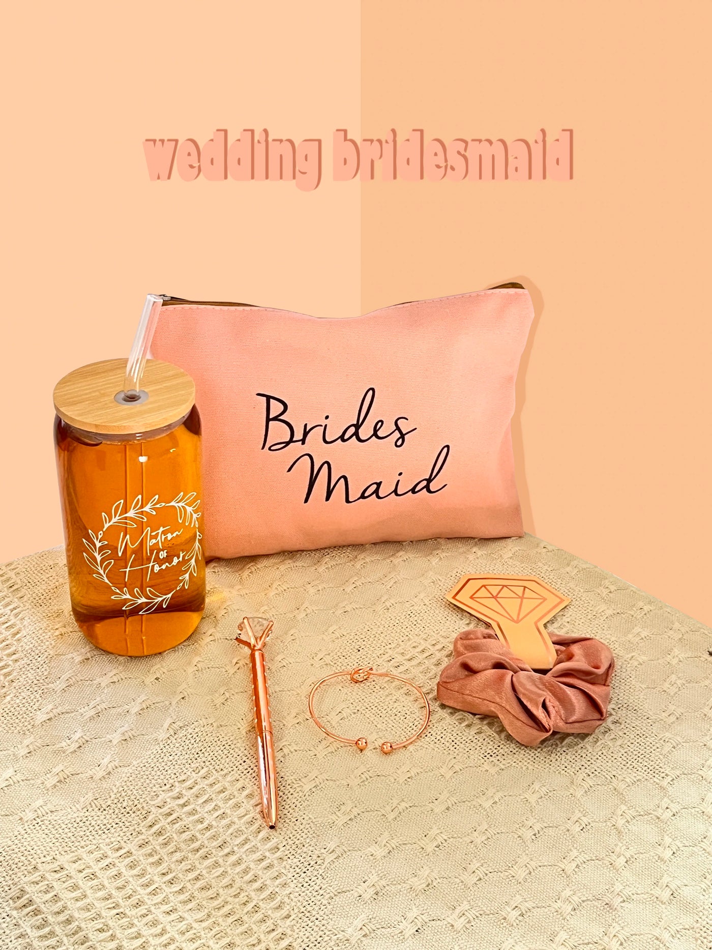 Bridesmaid Proposal Set | 16oz Glass Cups, Makeup Bags, Wedding Gifts
