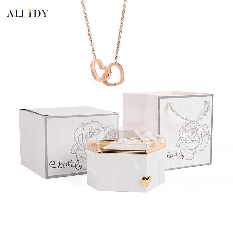 Personalized Name Heart Necklace Rose Box | The Perfect Mother’s Day Gift Set - Merelux Store