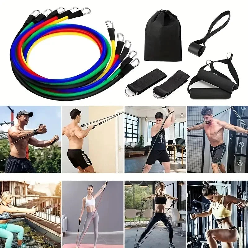 11pcs TPE Resistance Bands Set with Handles, Anchor & Bag - Merelux Store
