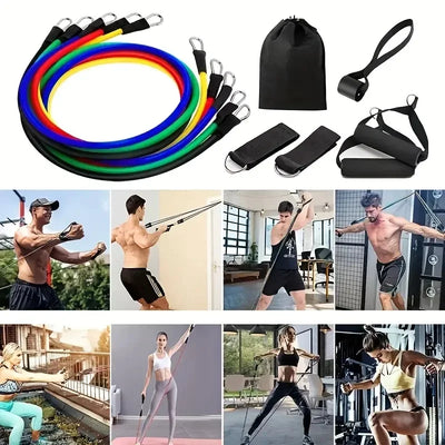 11pcs TPE Resistance Bands Set with Handles, Anchor & Bag - Merelux Store