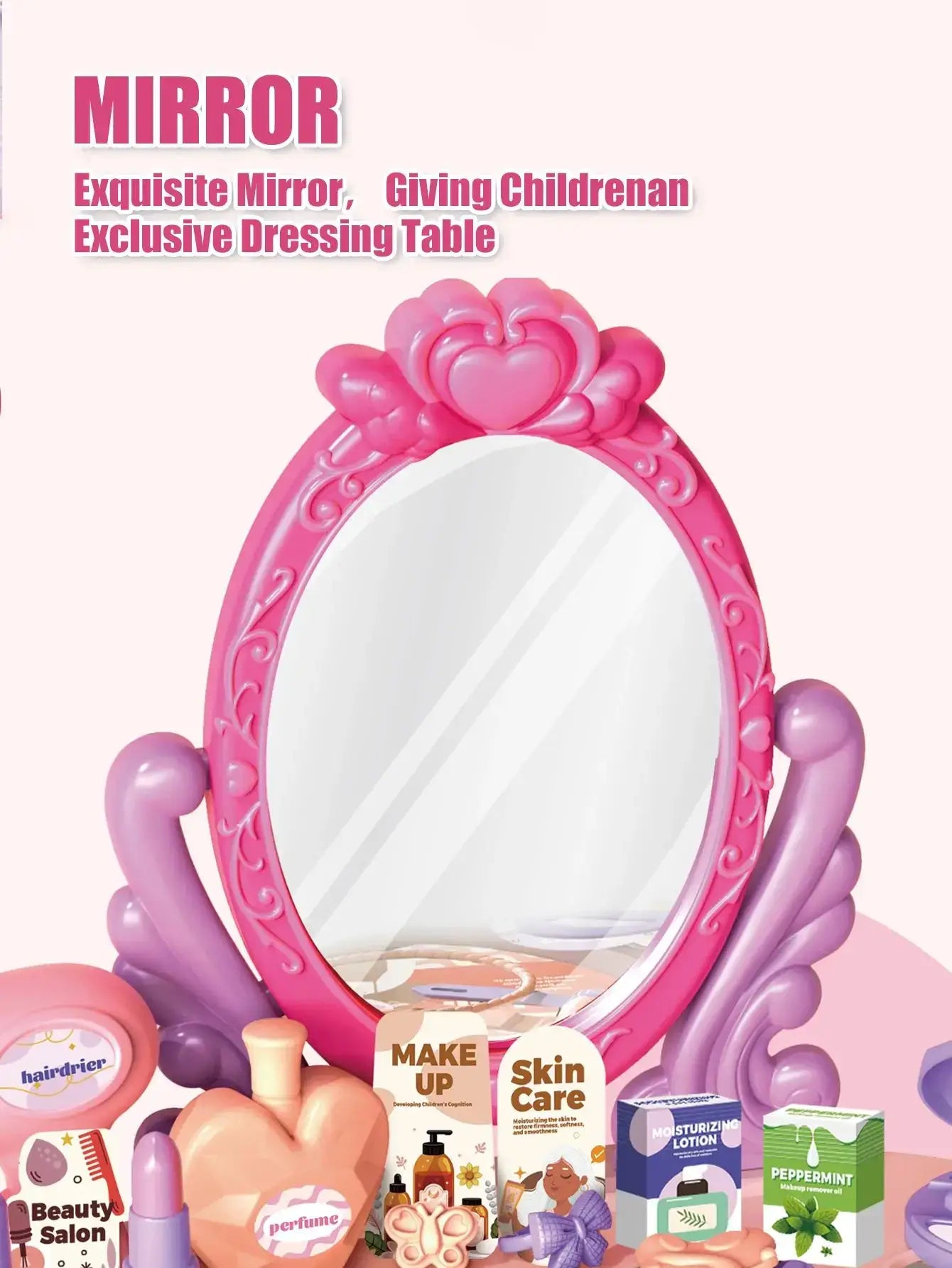 30pcs Kids Dressing Table Toy – Makeup & Jewelry Box, for Girls 3-6 - Merelux Store