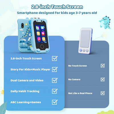 Dual camera, MP3 player, games, and touchscreen for kid's