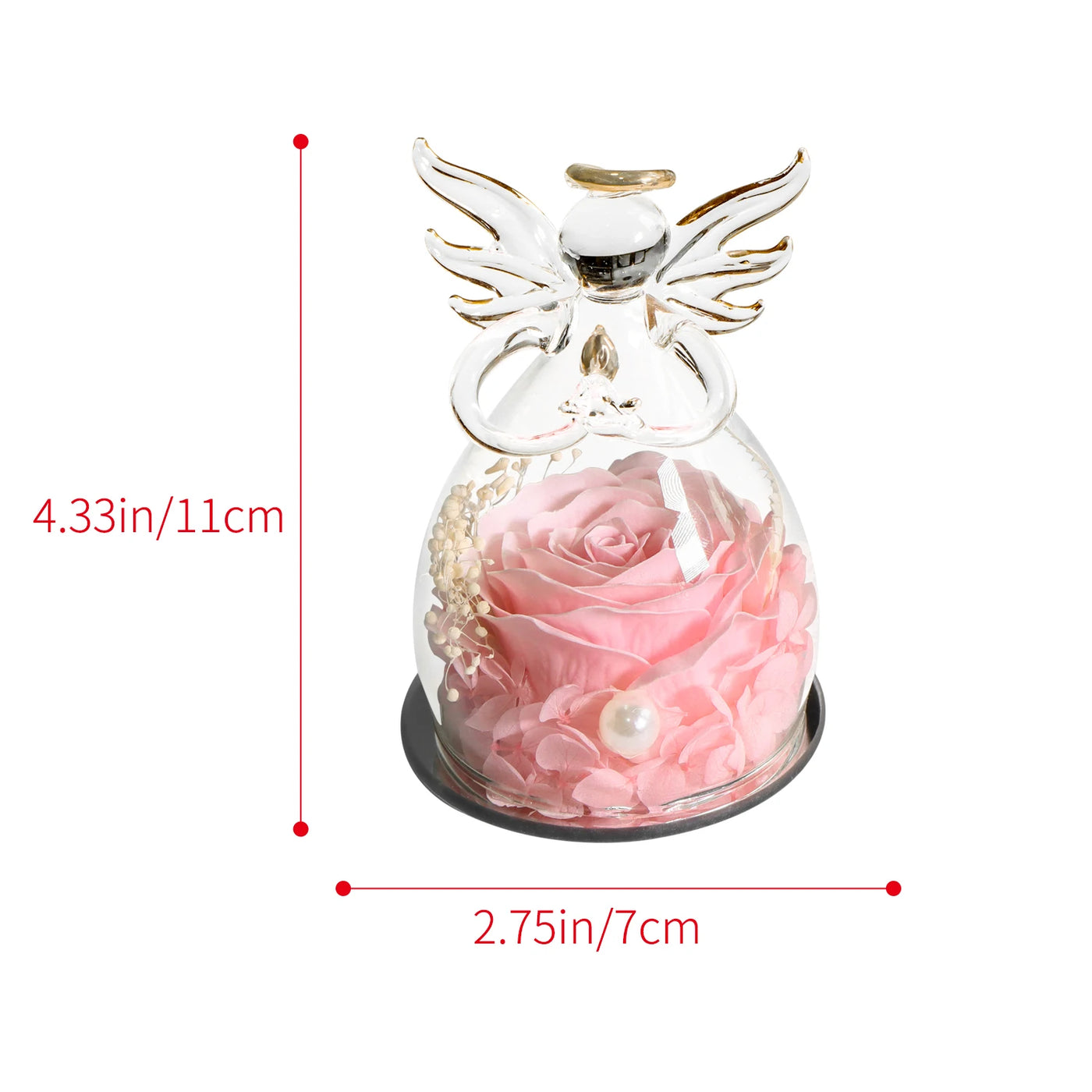 Eternal Soap Rose in Glass Dome – Romantic Angel Design, Ideal Gift for Women - Merelux Store