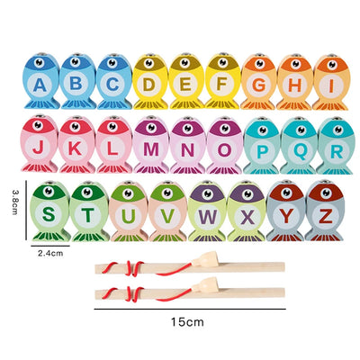 Kids Wooden Fishing Game – Alphabet & Number Learning Toy