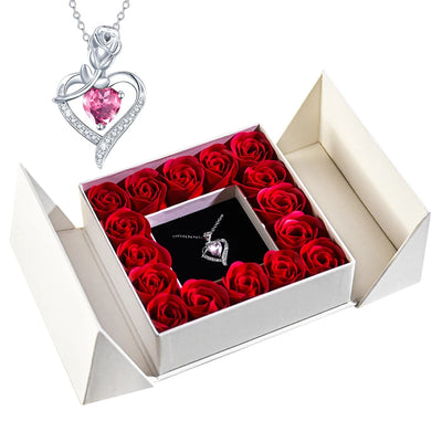 Pendant Necklace & Eternal Rose Box | Great for Mother’s Day & Anniversaries - Merelux Store