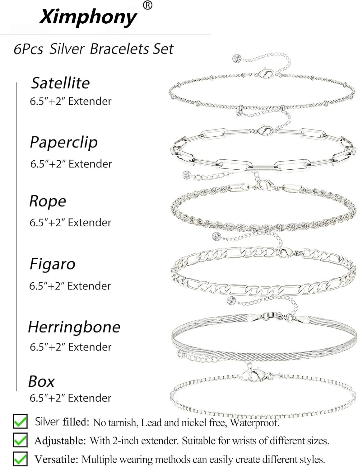 925 Sterling Silver & Gold Bracelet Gift Set for Women - Merelux Store