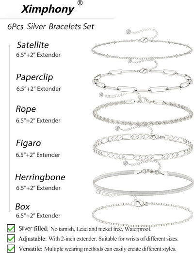 925 Sterling Silver & Gold Bracelet Gift Set for Women - Merelux Store