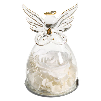 Eternal Soap Rose in Glass Dome – Romantic Angel Design, Ideal Gift for Women - Merelux Store