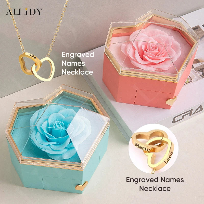 Personalized Name Heart Necklace Rose Box | The Perfect Mother’s Day Gift Set - Merelux Store