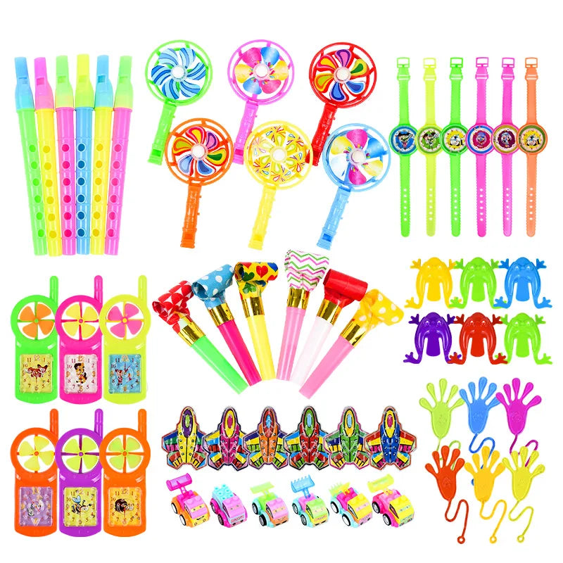 54Pcs Kids’ Party Favors: Whistles, Windmills, Mazes, Pinata Stuffing - Merelux Store
