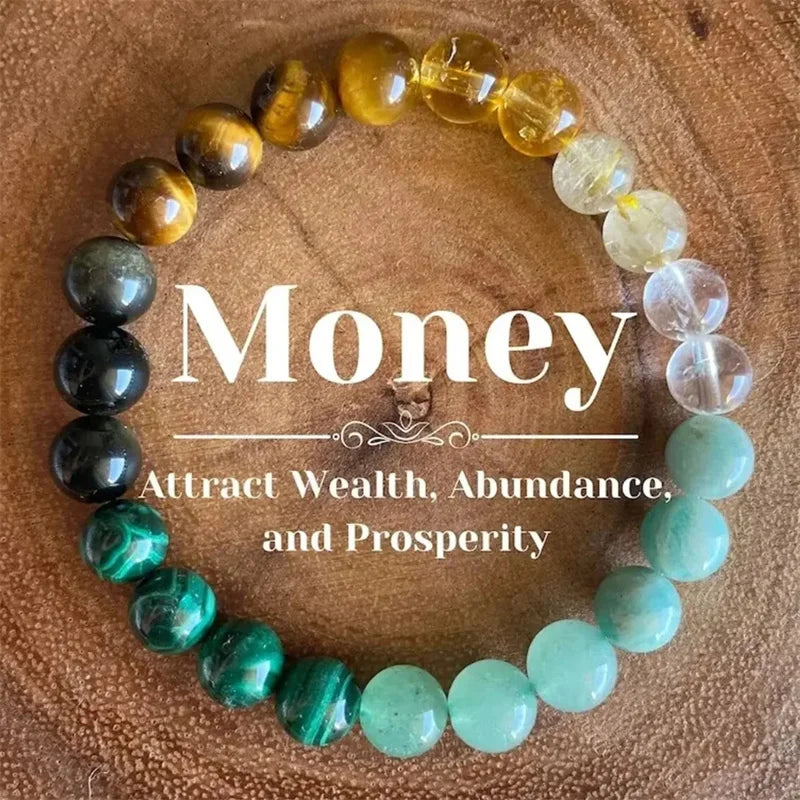 Natural Stone Bracelet for Dad | Malachite & Tiger Eye Beads for Luck & Health - Merelux Store