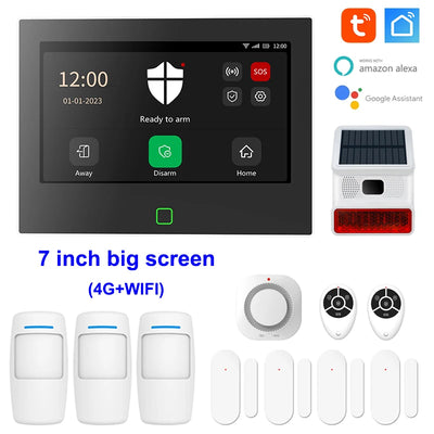 7-inch 4G & WiFi Alarm System | Wireless GSM, Tuya Smart Security Kit - Merelux Store