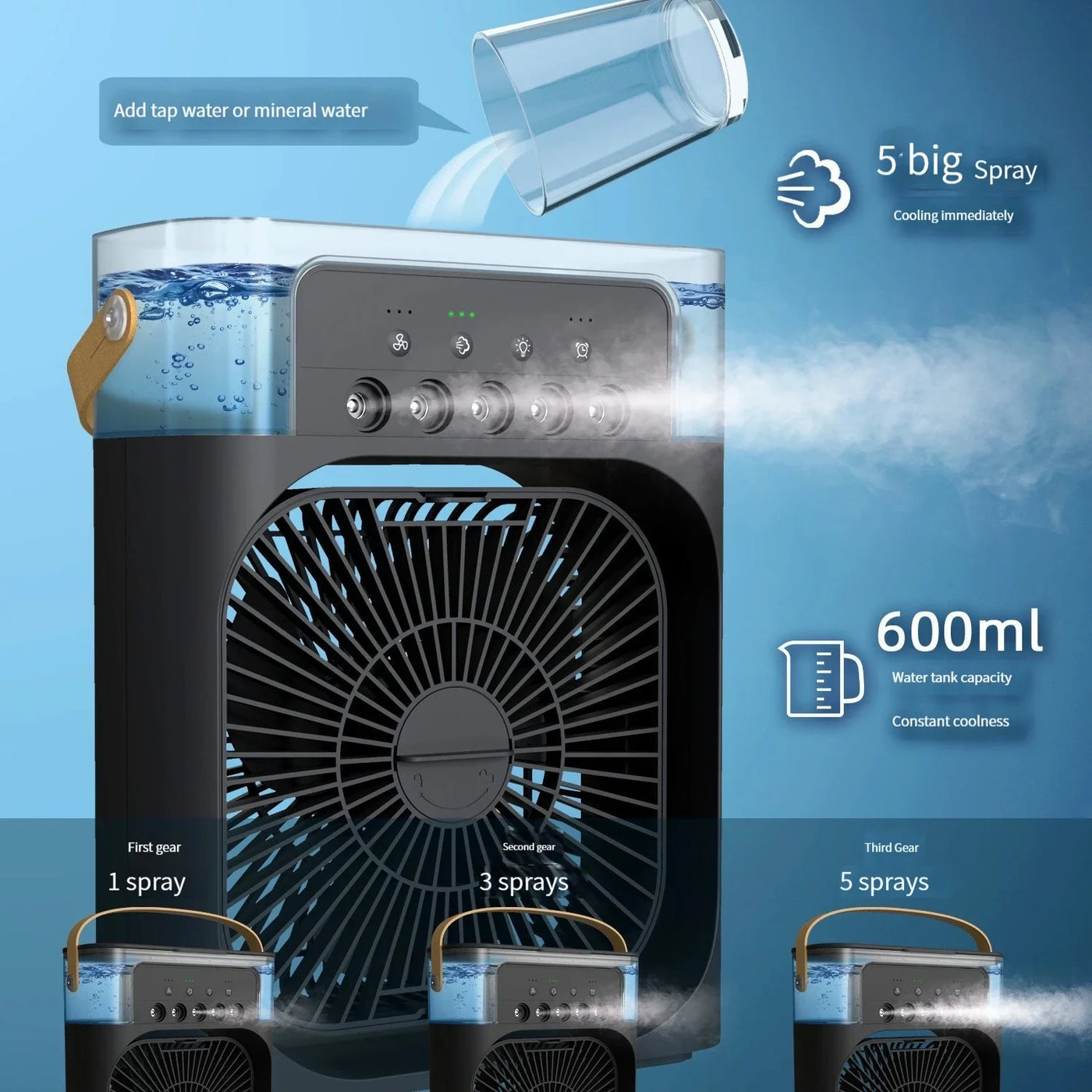 3-in-1 USB Air Humidifier & Mini Fan | Water-Cooled, Silent Cooling - Merelux Store