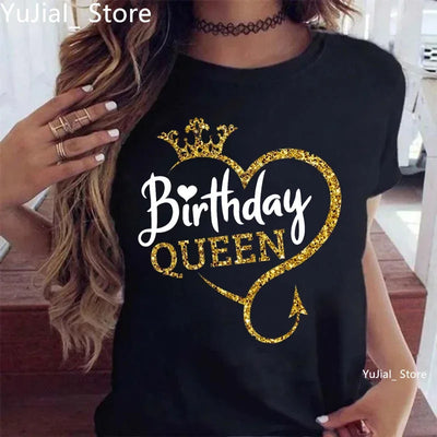 Birthday Queen Graphic T-Shirt for Girls | Available in 6 Colors - Merelux Store