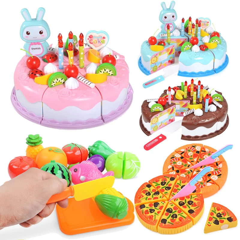 Children’s Pretend Play Kitchen Set | Plastic Cutting Food Toy for Boys & Girls - Merelux Store