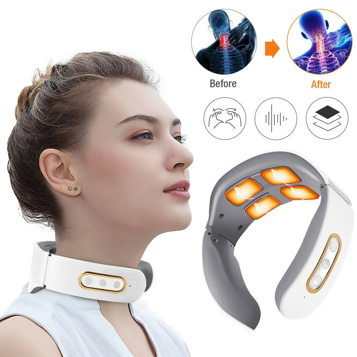 Electric Neck & Shoulder Pulse Massager – 4 Head TENS, Magnetic Pulse - Merelux Store